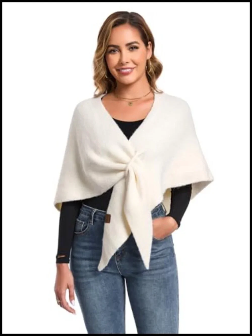 Women's Knit Pashmina Shawl Wrap Sweater Cardigan Cape Winter Shoulder Scarf